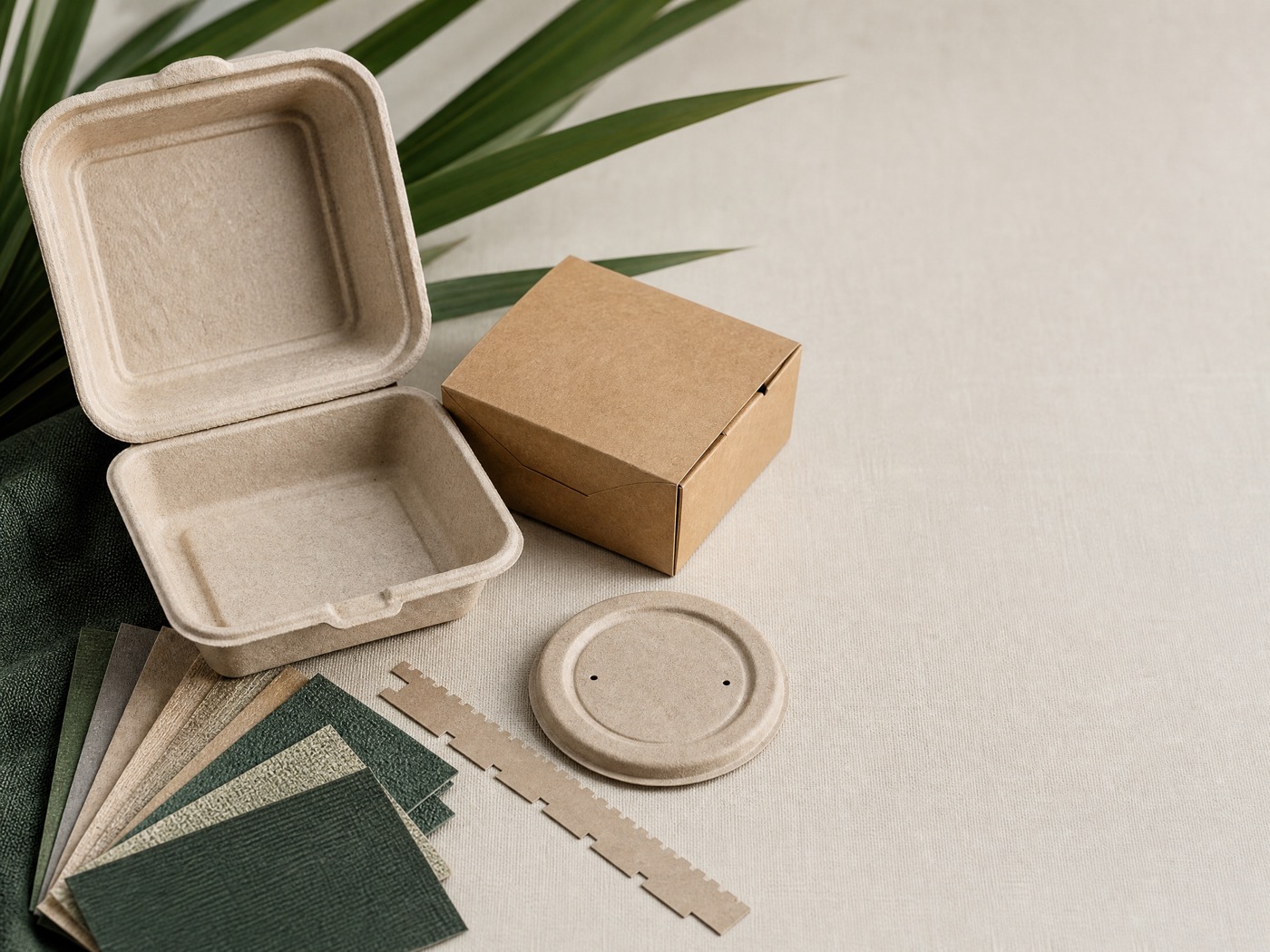 Unbranded moulded fibre and paper packaging material specimens