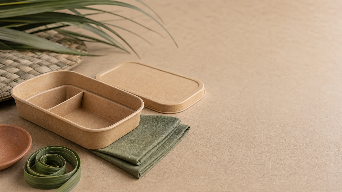 Unbranded bento tray, lid and prepared-food packaging samples